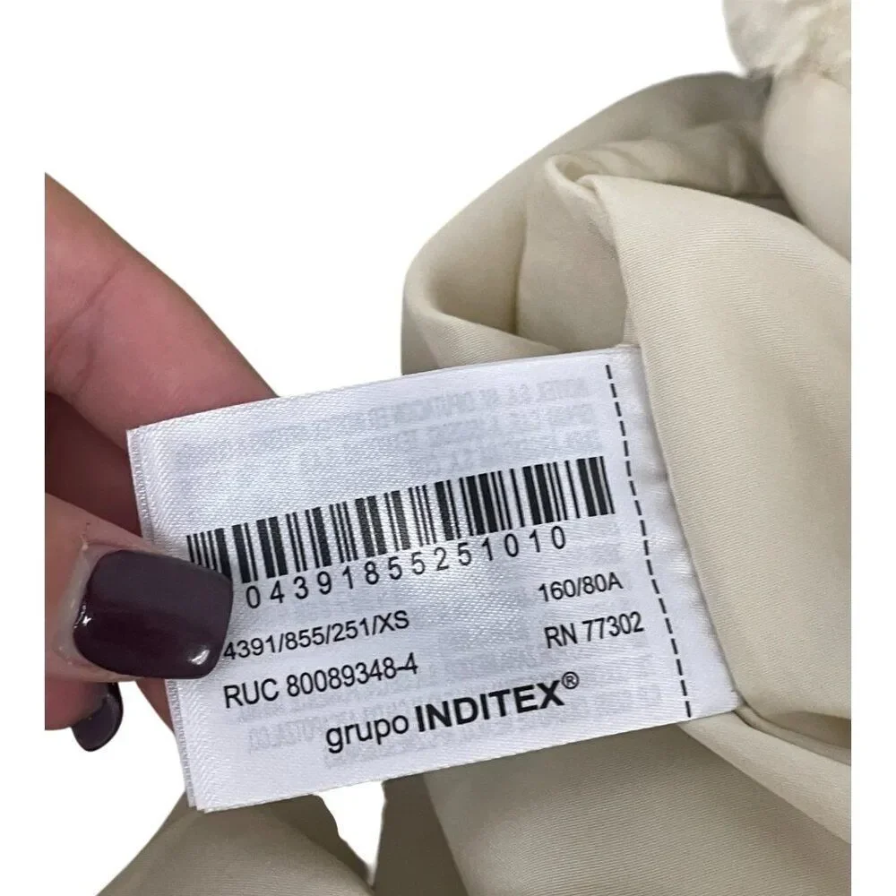 Zara Womens Faux Fur Coat Jacket XS Oyster White Teddy collared 4391/855 NWT - Picture 8 of 16